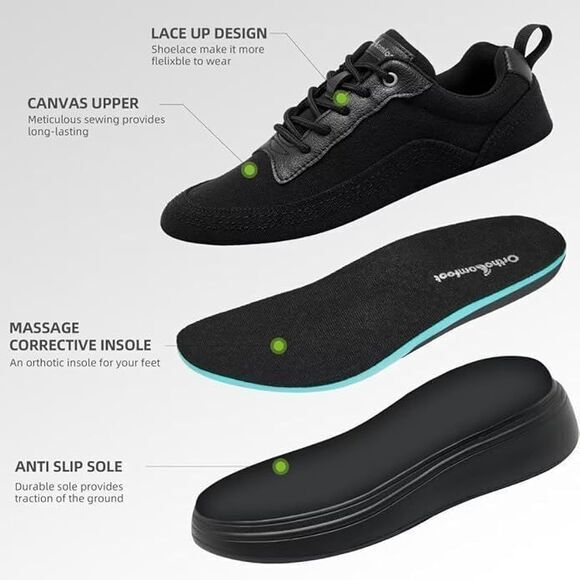 OrthoComfoot Women's Orthopedic Platform Sneakers,  Shoes Black ‎ size 38 - Picture 3 of 10